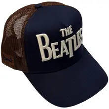 Unisex Mesh Back Cap: Drop T Logo & Apple (Navy Blue & Brown) thumbnail