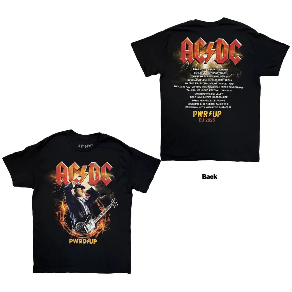 Unisex T-Shirt: Angus Horns EU Tour '25 (Black) (Back Print & Ex-Tour)