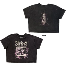 Croptop Ladies Stone Wash Crop Top: Butterfly Goatee (Charcoal Grey) (Back Print)