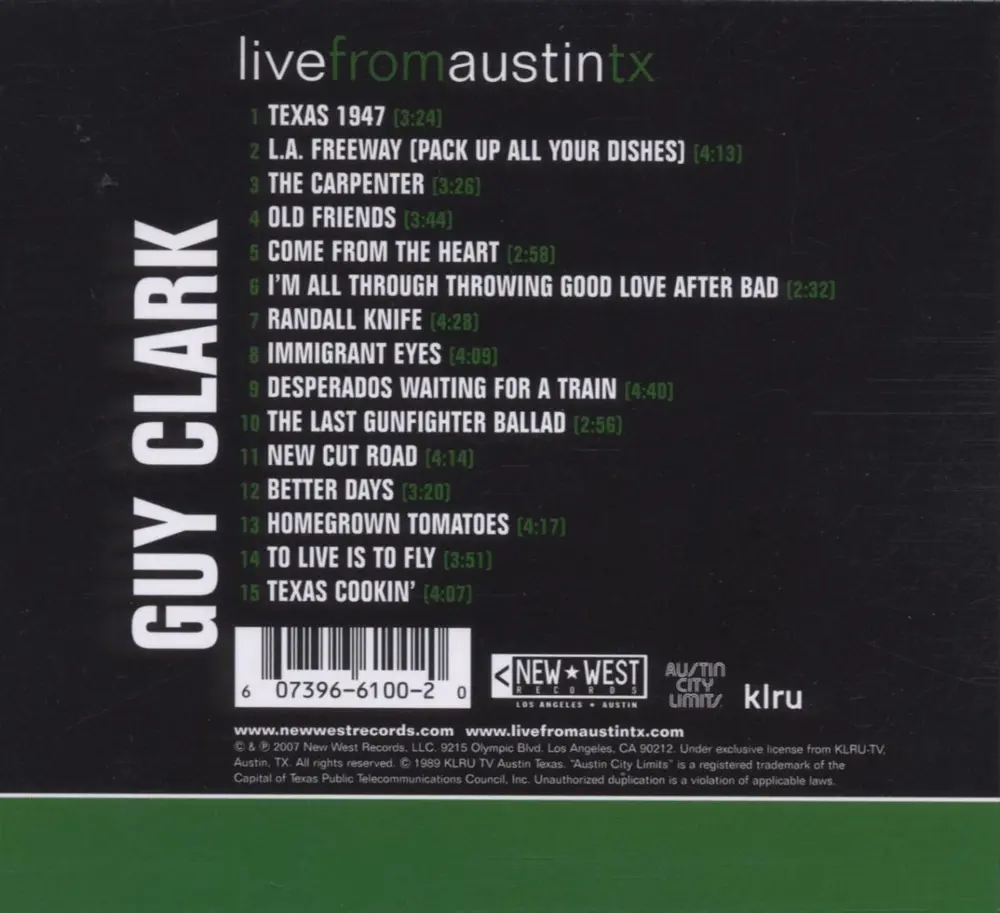 Guy Clark – LIVE FROM AUSTIN, TX (CD)