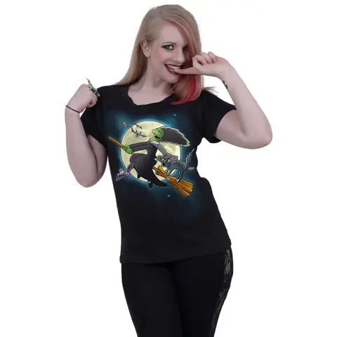 The Simpsons – Tričko Marge Witch (Čierna, Dámske, Boatneck Cap Sleeve T-Shirt), Žena, Čierna