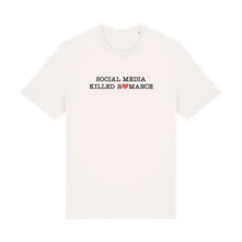 Ruka Hore, Tričko Social Media Killed Romance, Unisex, Off White