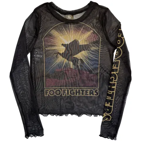Ladies Long Sleeve Mesh Crop Top: Pegasus (Black)
