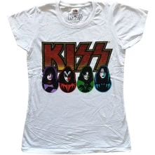 Kiss, Tričko Logo, Faces & Icons, Žena, Biela
