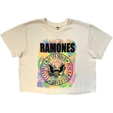 Croptop Ladies Stone Wash Crop Top: Painted Seal (White)