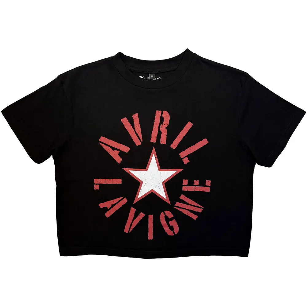 Ladies Crop Top: Stencil Logo (Black)