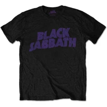 Black Sabbath, Tričko Wavy Logo Vintage, Unisex, Čierna