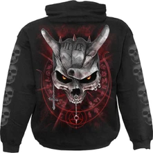 Kids Pullover Hoodie: Never Too Loud (Black) (Back & Sleeve Print) thumbnail