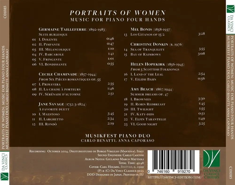 PORTRAITS OF WOMEN: MUSIC FOR PIANO FOUR HANDS