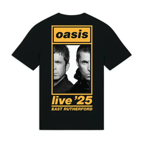Unisex T-Shirt: East Rutherford Half Faces Fan Store (Black) (Back Print & Ex-Tour)