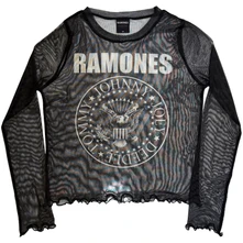 Croptop Ladies Long Sleeve Mesh Crop Top: Presidential Seal (Black)
