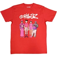 Gorillaz, Tričko Cracker Island Standing Group, Unisex, Červená