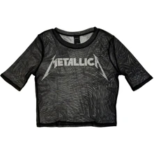 Croptop Ladies Mesh Crop Top: Logo (Black)