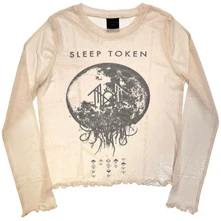 Croptop Ladies Long Sleeve Mesh Crop Top: Take Me Back To Eden (Natural)