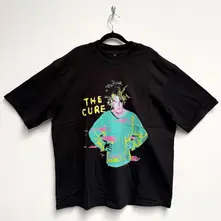 Unisex Oversized Boxy T-Shirt: Beach Party Tour '86 (Black) (Back Print) thumbnail