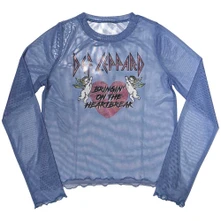 Croptop Ladies Long Sleeve Mesh Crop Top: Bringin On The Heartbreak (Blue)