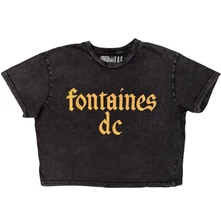 Croptop Ladies Stone Wash Crop Top: Gothic Logo (Charcoal Grey)