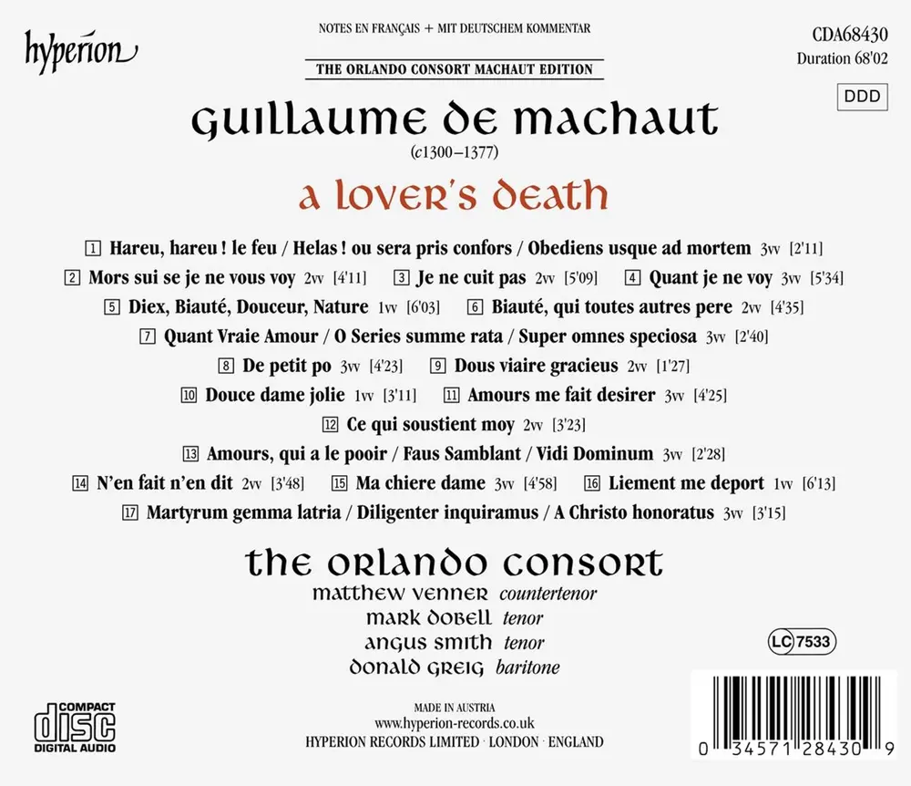 Orlando Consort – MACHAUT: A LOVER'S DEATH (CD)
