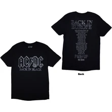 AC/DC, Tričko Back In Black PWR-UP EU Tour '24, Unisex, Čierna