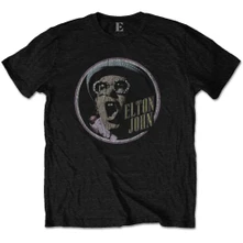 Elton John, Tričko Circle, Unisex, Čierna