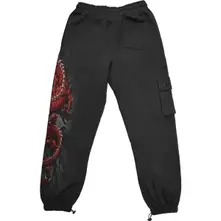 Unisex Cargo Joggers: Oriental Dragon (Black) thumbnail