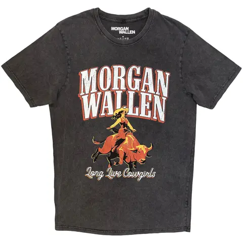 Unisex Stone Wash T-Shirt: Long Live Cowgirls (Charcoal Grey)