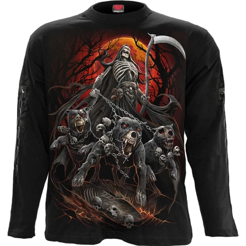 Unisex Long Sleeve T-Shirt: Harbingers (Black) (Back & Sleeve Print)