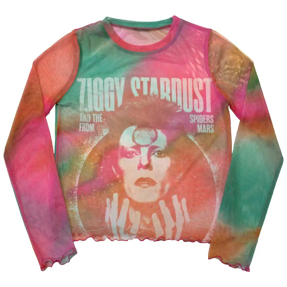 Ladies Long Sleeve Mesh Crop Top: Ziggy v2 (Orange)