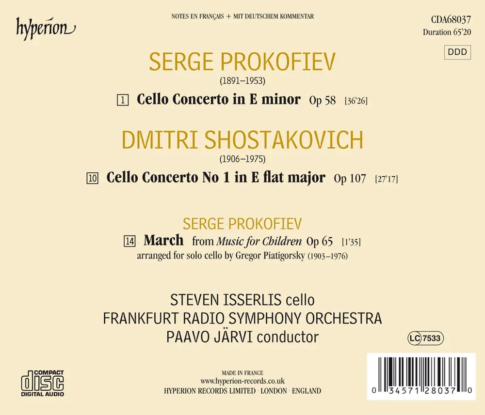 PROKOFIEV: CELLO CONCERTO, OP. 58 - SHOSTAKOVICH: