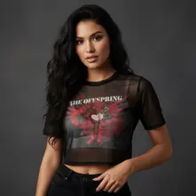 Ladies Mesh Crop Top: Rise & Fall (Black) (Back Print) thumbnail