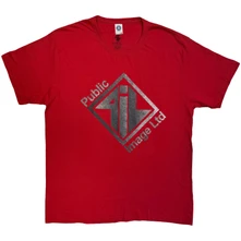 PIL Public Image Ltd, Tričko Brushed Steel Logo & Text, Unisex, Červená