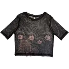 Ladies Mesh Crop Top: Rubber Soul (Black) thumbnail