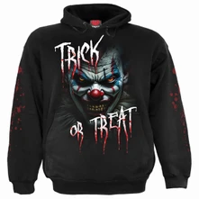 Mikina Unisex Pullover Hoodie: Trick Or Treat (Black) (Back & Sleeve Print)
