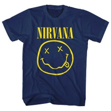 Nirvana, Tričko Yellow Smiley, Unisex, Modrá