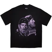 Unisex Oversized Boxy T-Shirt: Purple Graphic (Black) thumbnail