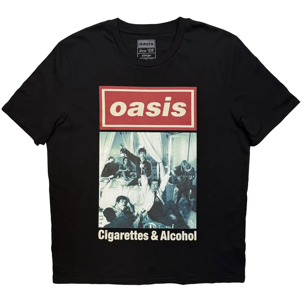 Unisex T-Shirt: Cigarettes & Alcohol Single Cover (Black) (Ex-Tour)