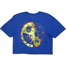 Ladies Crop Top: Flames Tribal S Logo (Blue) (Back Print) thumbnail