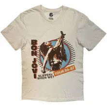 Unisex T-Shirt: Slippery When Wet Tour '86-'87 (Sand) (Back Print) thumbnail