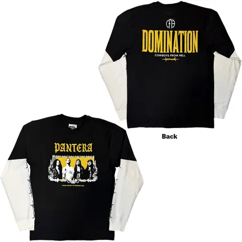 Unisex Layered Long Sleeve T-Shirt: Texas To Domination (Black & White) (Back &Sleeve Print)