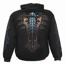 Unisex Pullover Hoodie: Cyber Skin (Black) (Back & Sleeve Print) thumbnail