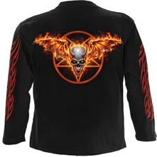 Unisex Long Sleeve T-Shirt: Skeletal Worship (Black) (Back & Sleeve Print) thumbnail