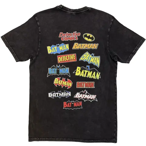 The Batman – Tričko Batman Logo Through The Ages (Čierna, Stone Wash T-Shirt), Unisex, Čierna