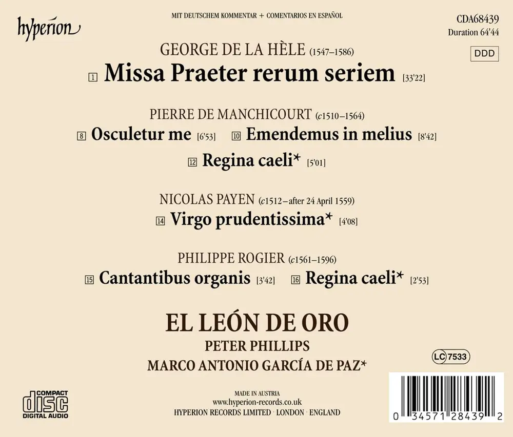 GEORGE DE LA HELE: MISSA PRAETER RERUM SERIEM
