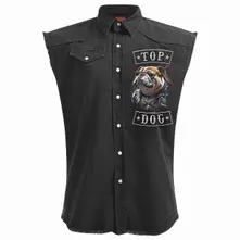 Unisex Worker Shirt: Top Dog (Black) (Back Print) thumbnail