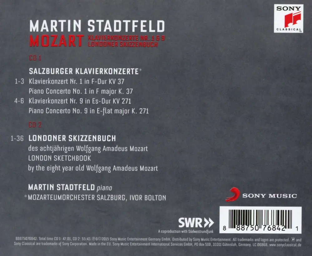 Martin Stadtfeld – Mozart: Piano Concertos Nos. 1 & 9, Pieces From London Sketchbook (CD)