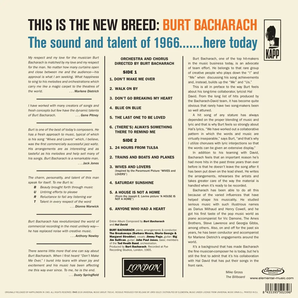BACHARACH, BURT - HIT MAKER!