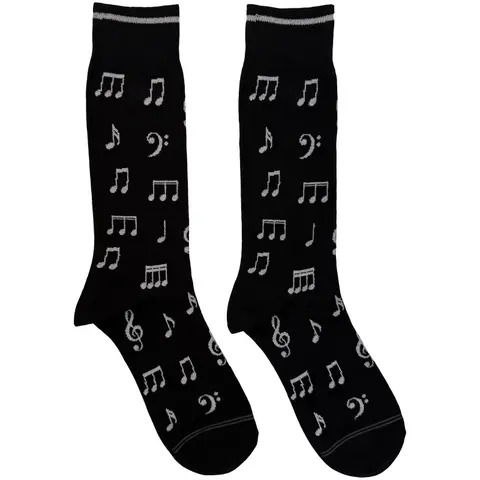 Unisex Crew Socks: Musical Notes (Black) (UK Size 6.5 - 11)