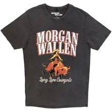 Morgan Wallen, Tričko Unisex Stone Wash T-Shirt: Long Live Cowgirls (Charcoal Grey), Unisex, Šedá