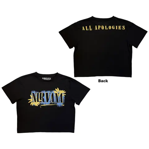 Ladies Crop Top: All Apologies (Black) (Back Print)