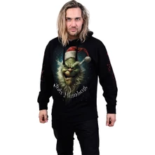 Unisex Pullover Hoodie: Bah Humbug (Black) (Back & Sleeve Print) thumbnail